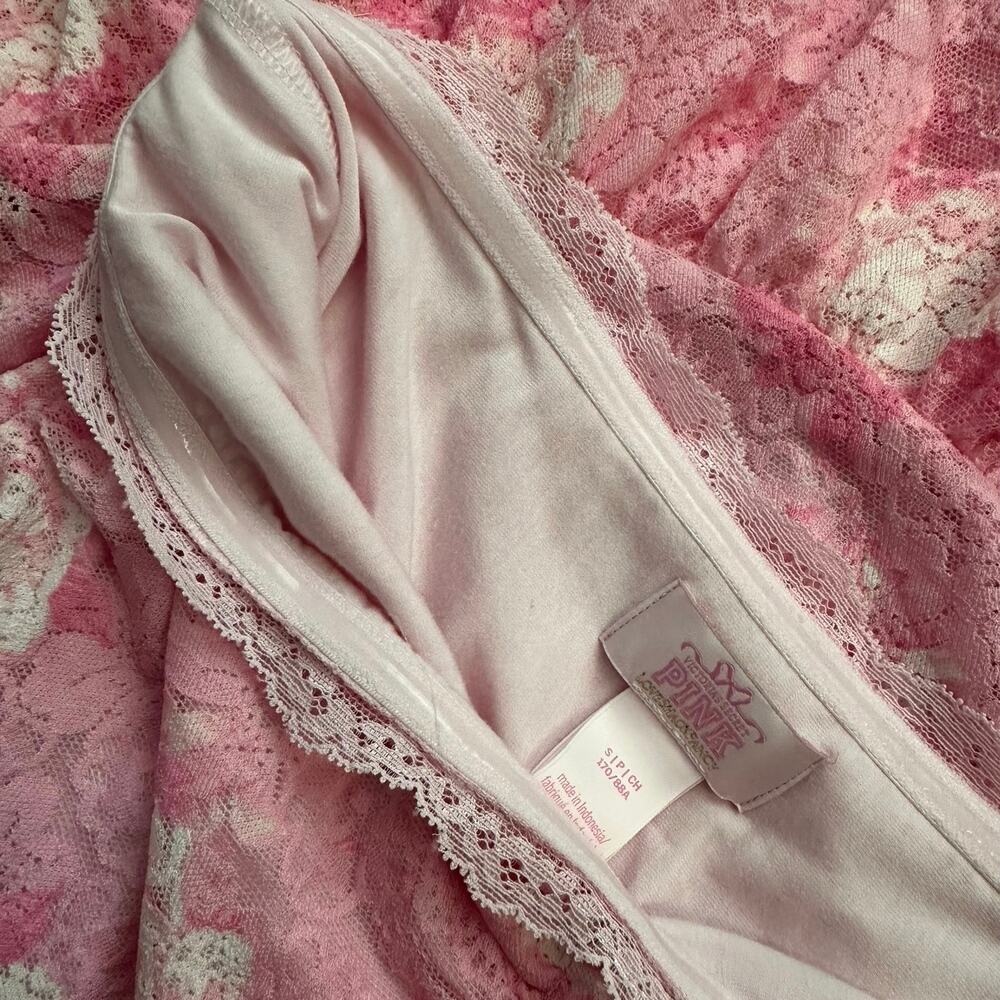 VS PINK x LOVESHACKFANCY Strapless Lace Mini Dress Pink Floral Small - Picture 7 of 8